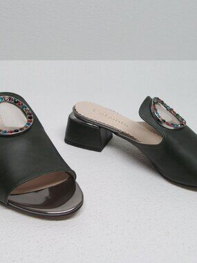 Calzado Italy Slide Sandals Green Leather Women’s Size 7